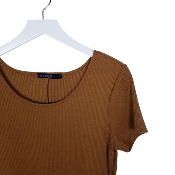 MIKAROSE Ribbed Knit Scoop Neck Sheath Dress Mocha - Size Small - Picture 2 of 7